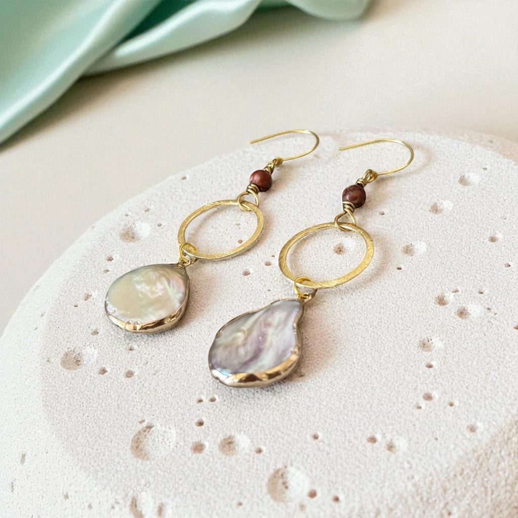 Gilded Tide Drop Pearl Earrings