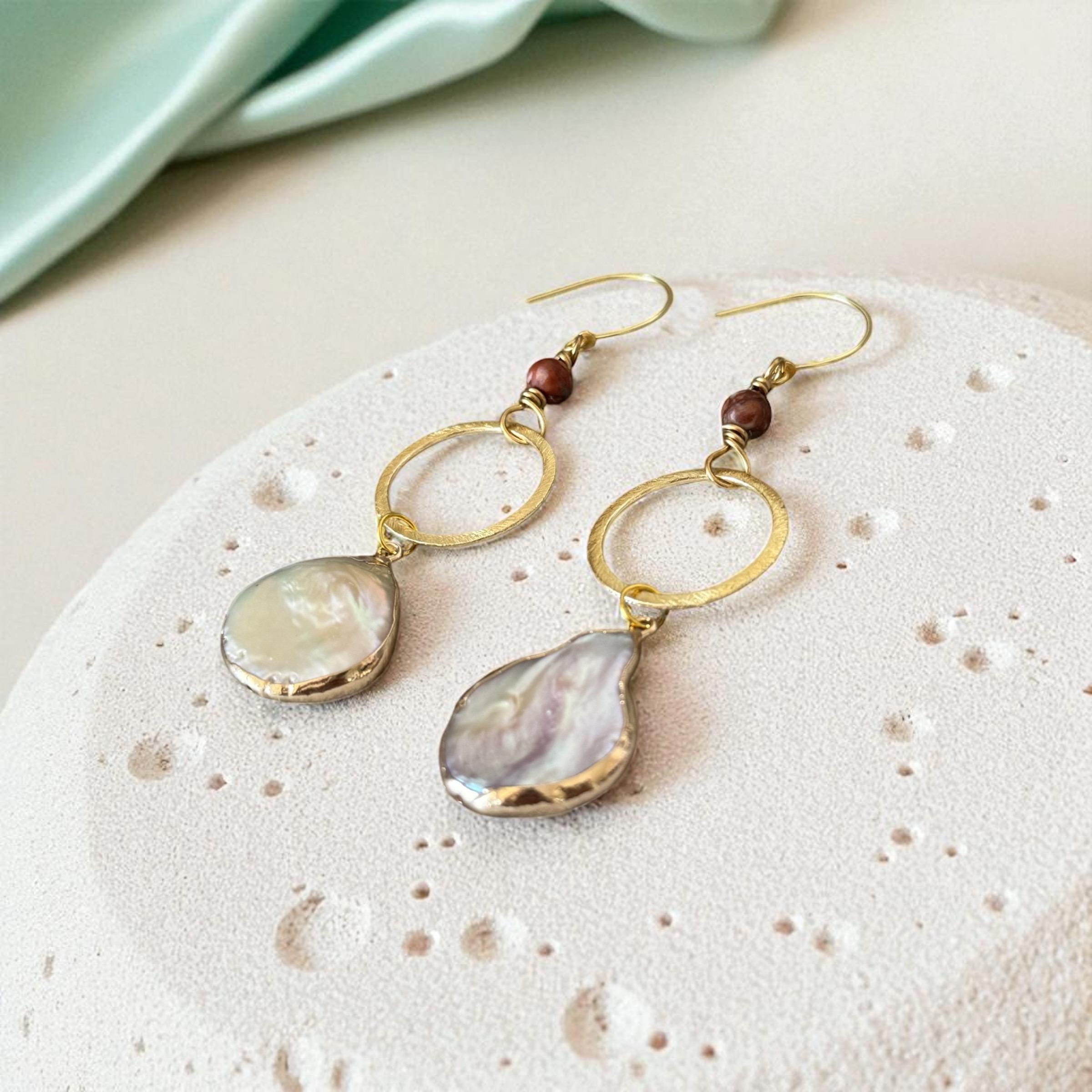 Gilded Tide Drop Pearl Earrings