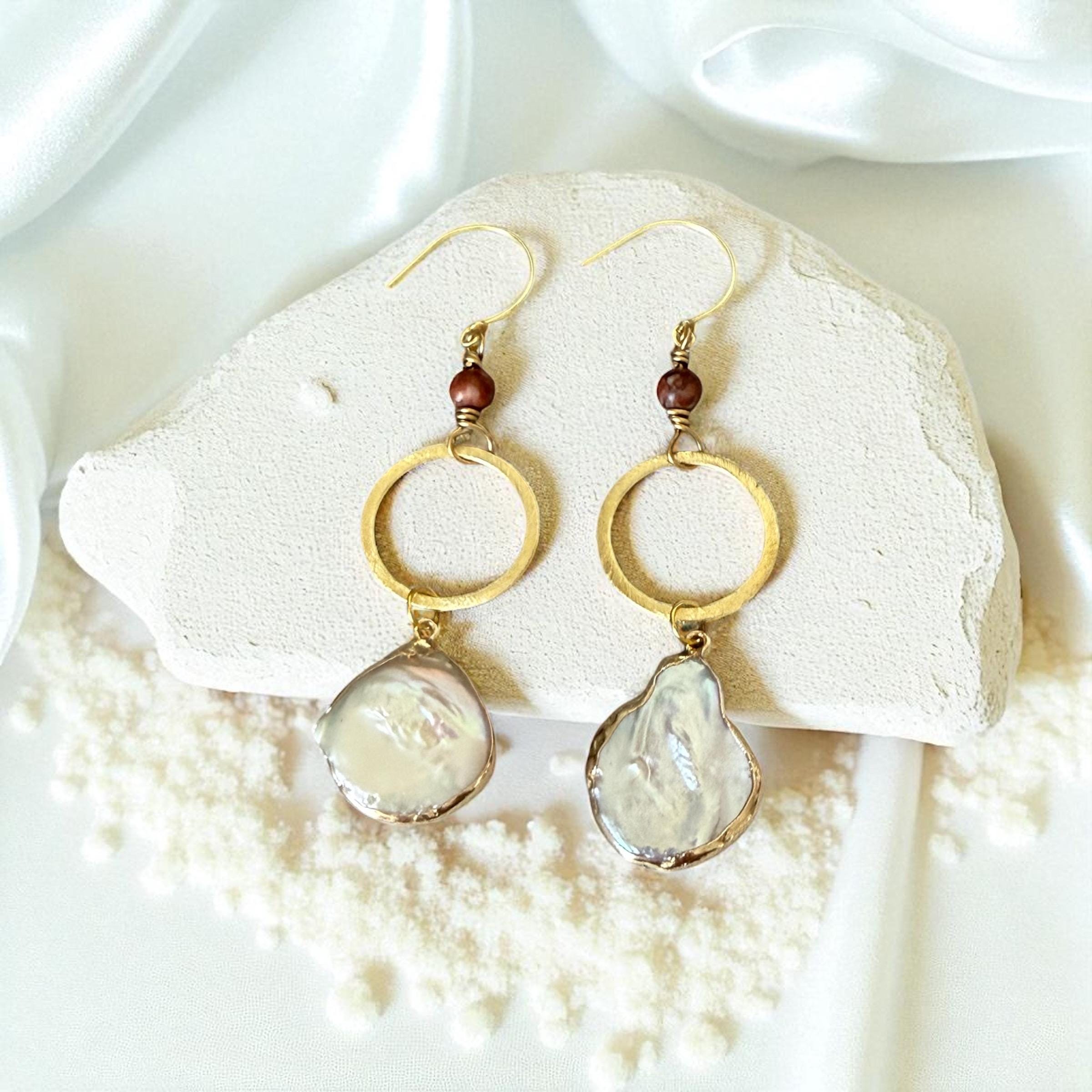 Gilded Tide Drop Pearl Earrings