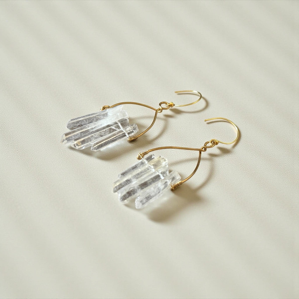 Crystal Tide Earrings – Milky Quartz