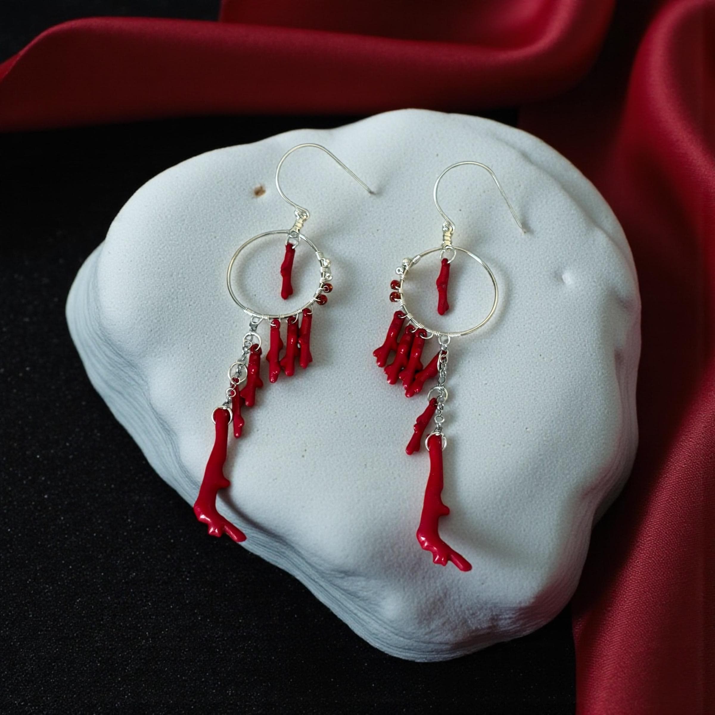 Crimson Reef Earrings – Oceanic Glam Collection