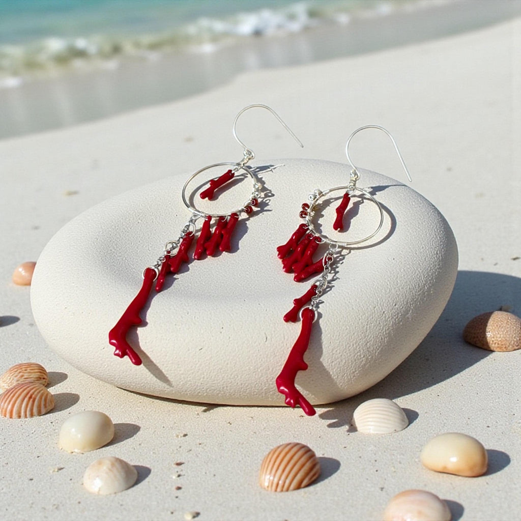 Crimson Reef Earrings – Oceanic Glam Collection