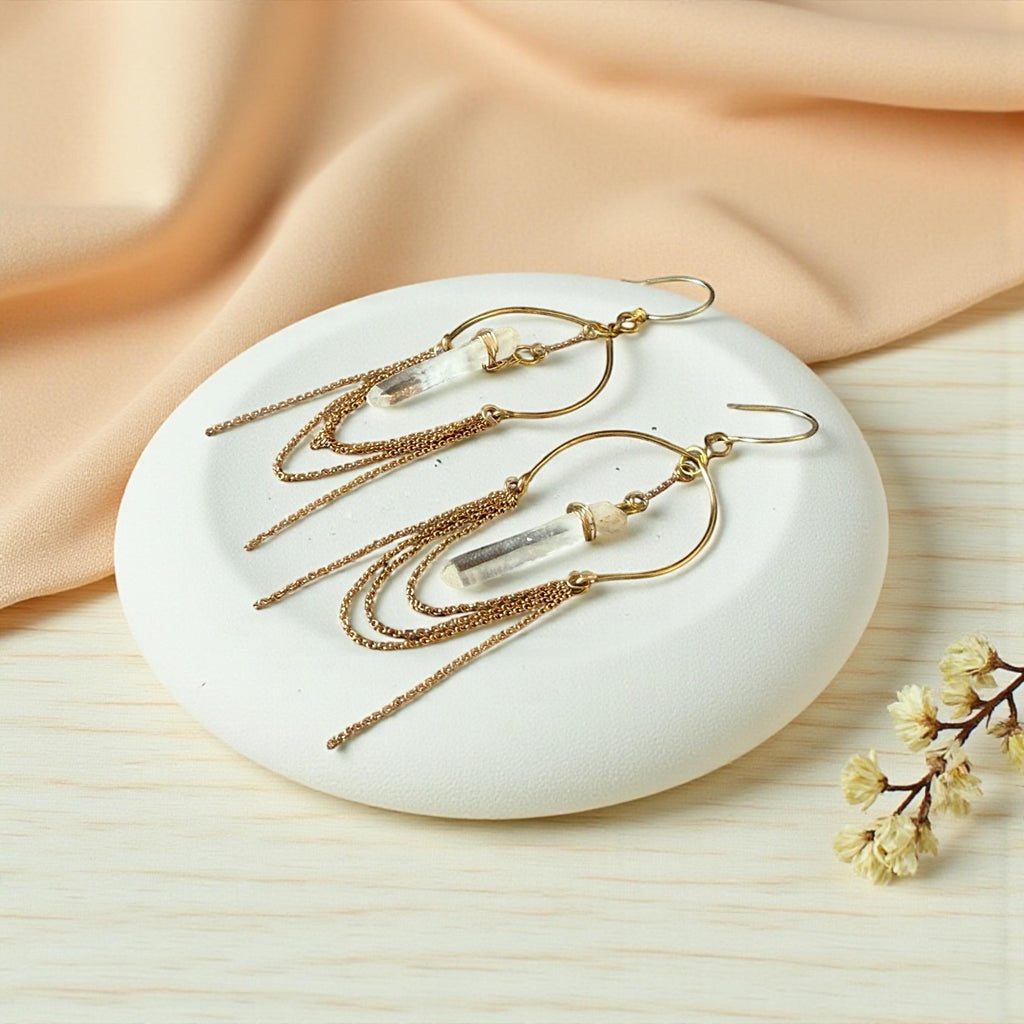 Golden Aura Milky Quartz Earrings