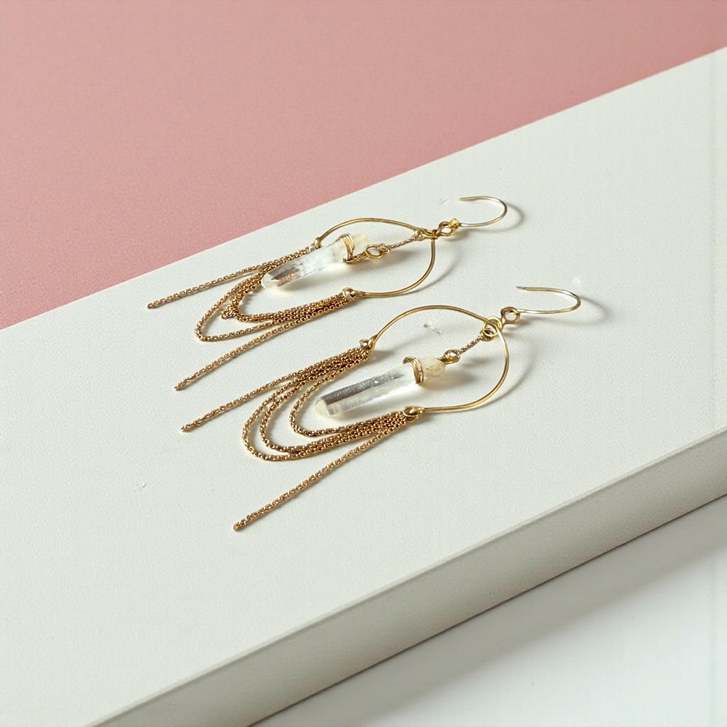 Golden Aura Milky Quartz Earrings