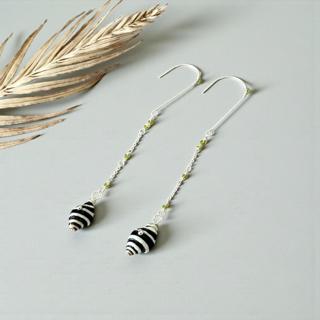 Striped Siren Drop Shell Earrings
