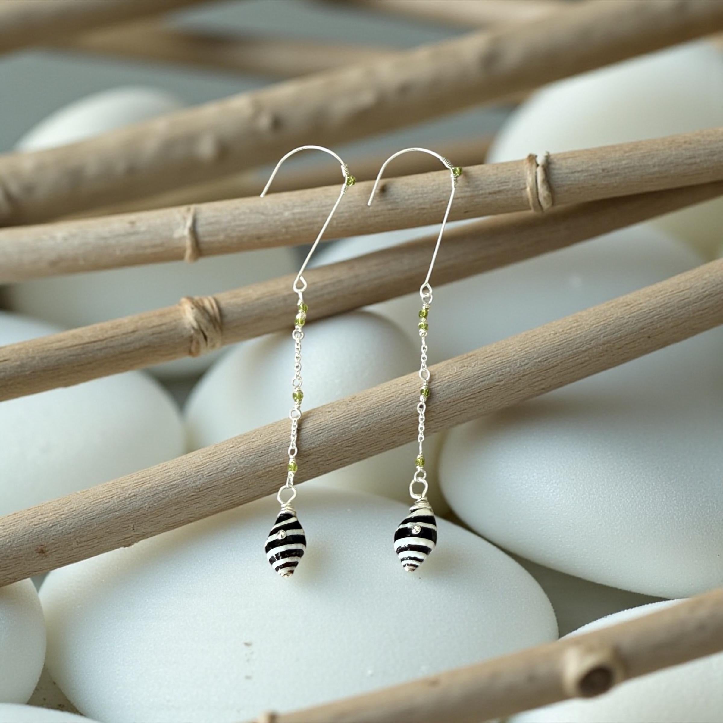 Striped Siren Drop Shell Earrings