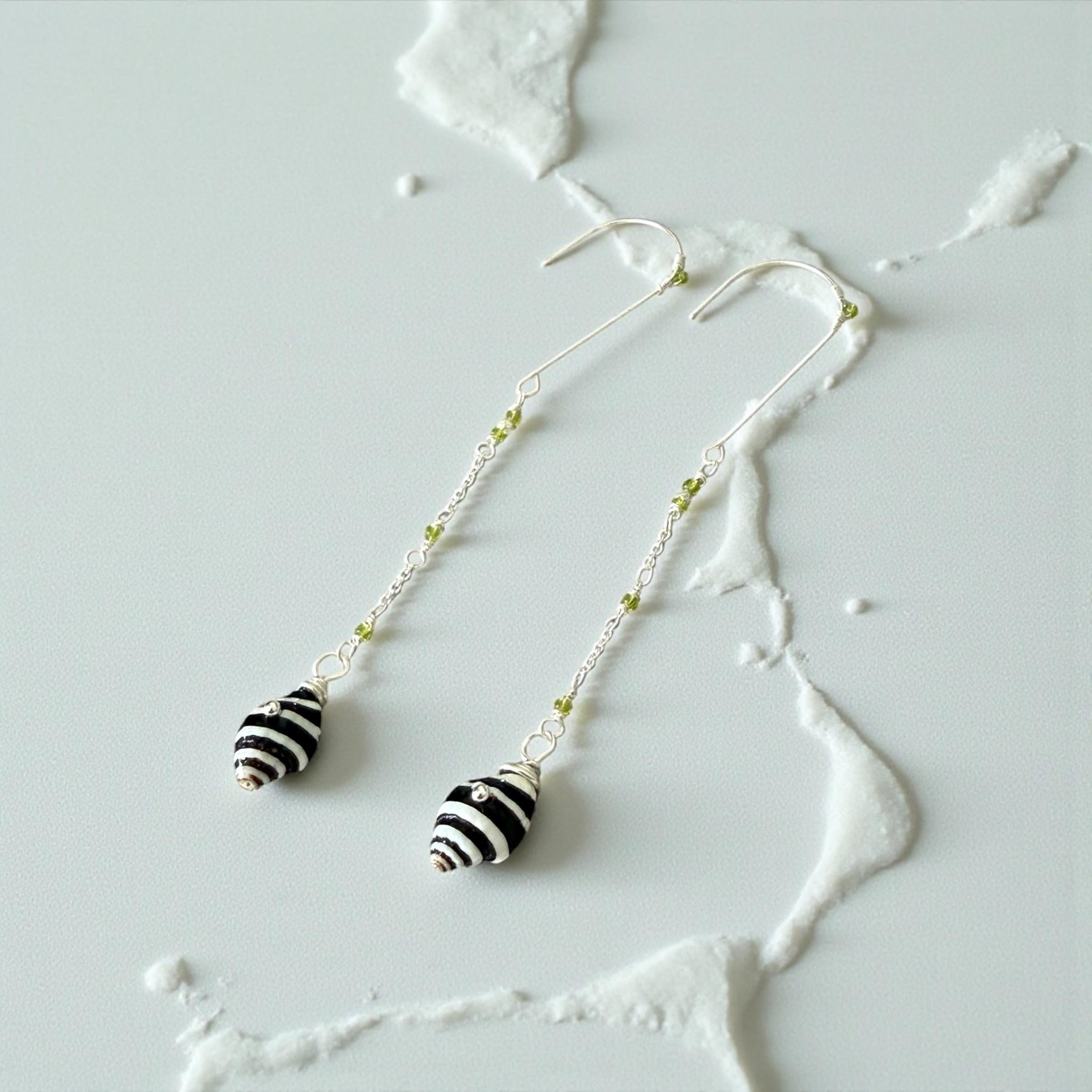 Striped Siren Drop Shell Earrings