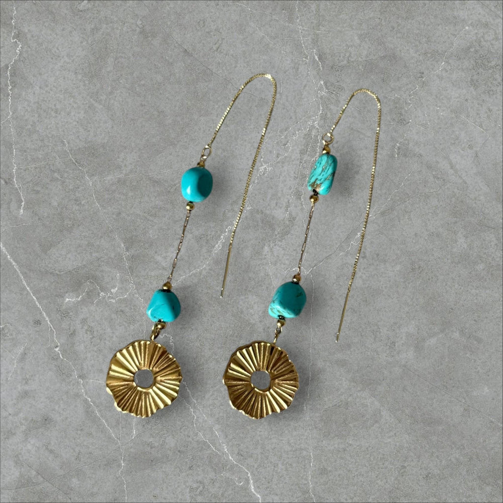 Turquoise Sunflare Threader Earrings