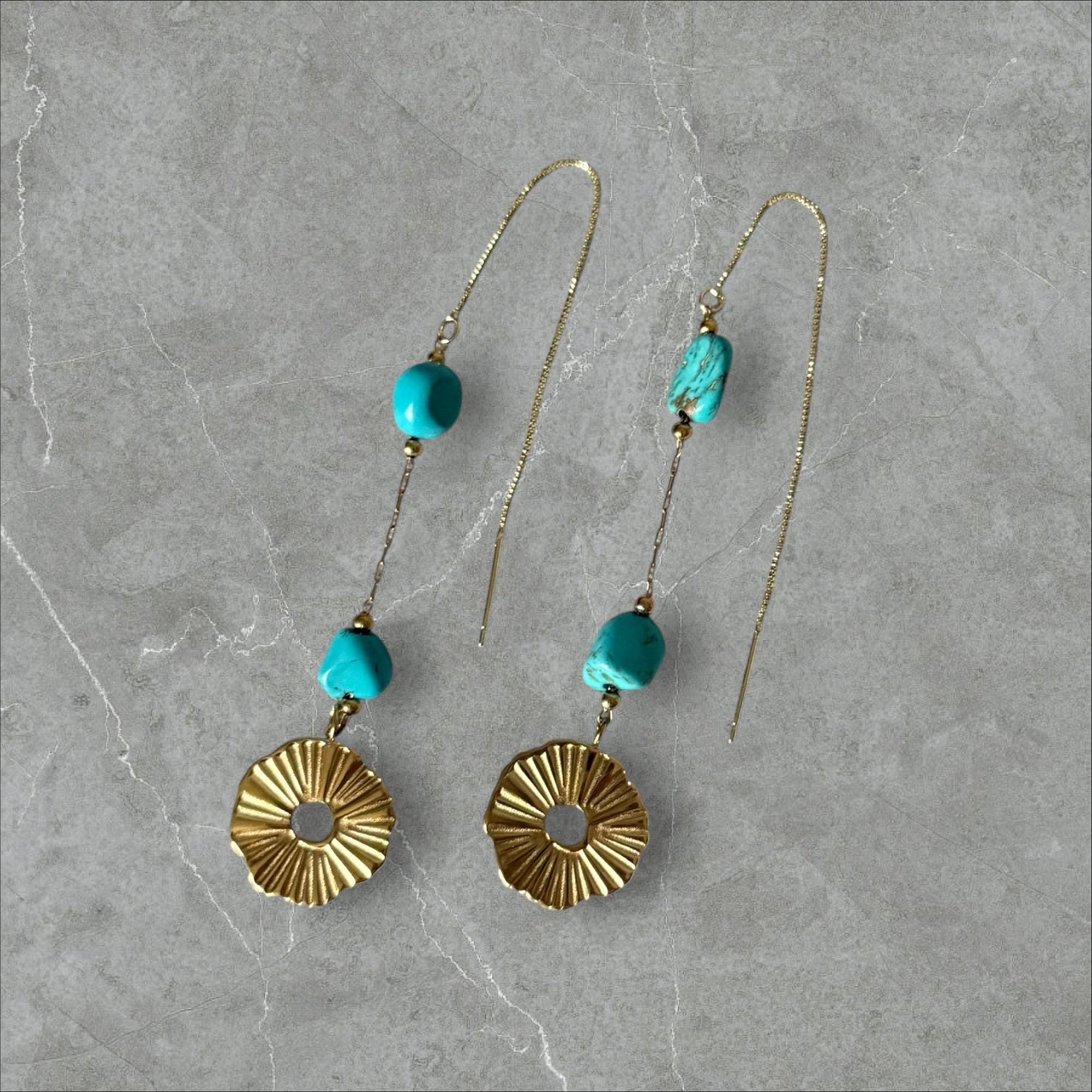 Turquoise Sunflare Threader Earrings