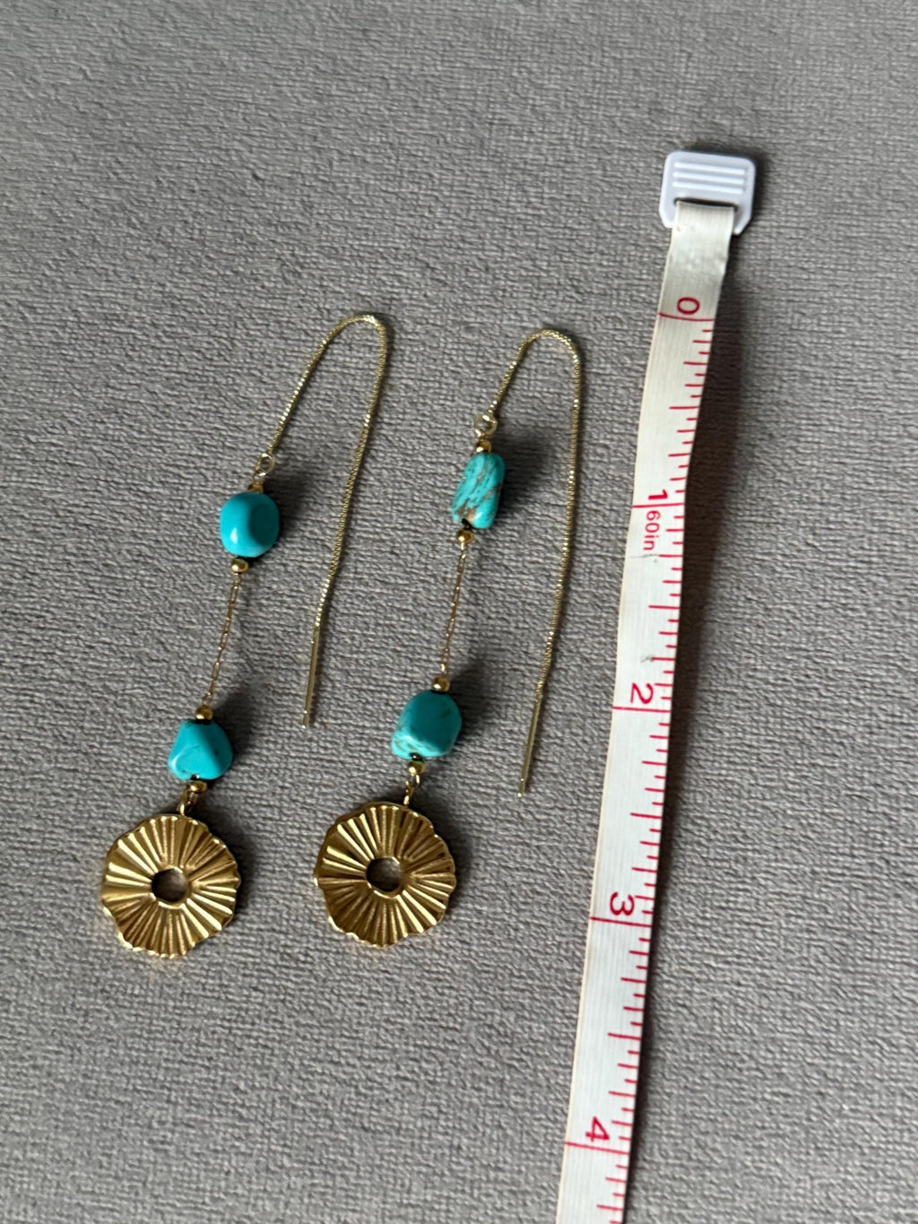 Turquoise Sunflare Threader Earrings