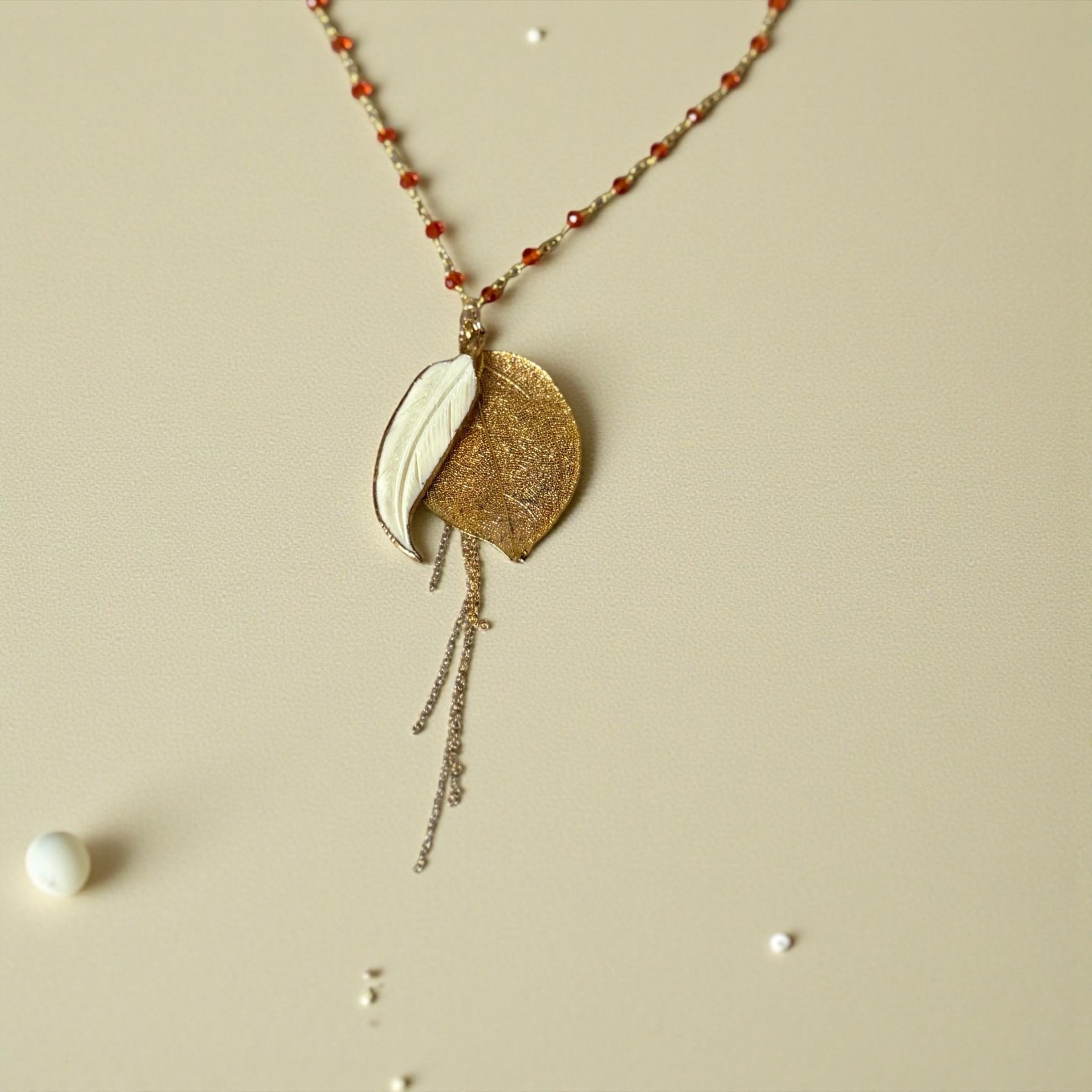 Golden Solstice Leaf Pendant
