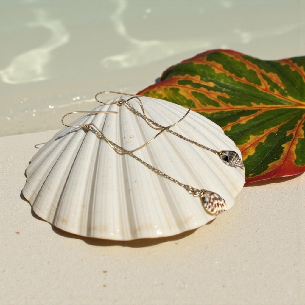 Sculpted Golden Tide Shell Earrings