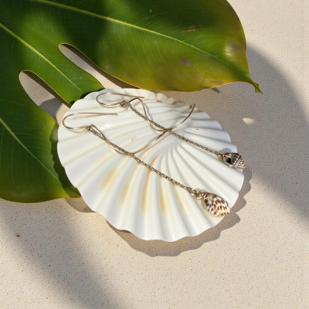 Sculpted Golden Tide Shell Earrings