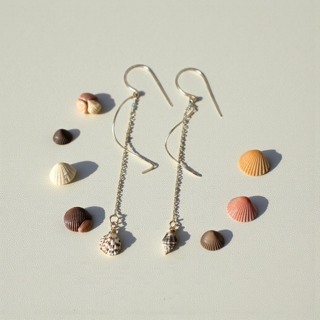 Sculpted Golden Tide Shell Earrings