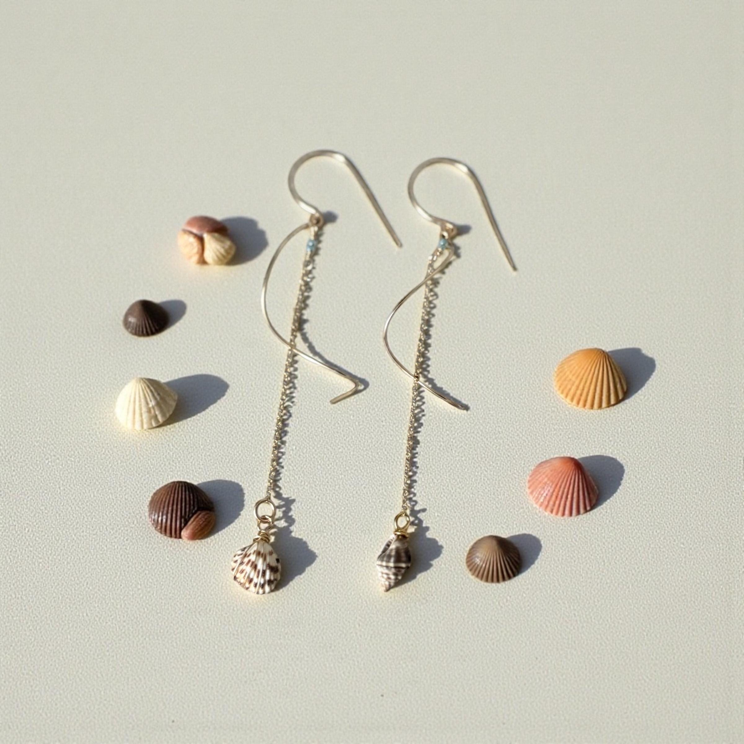 Sculpted Golden Tide Shell Earrings