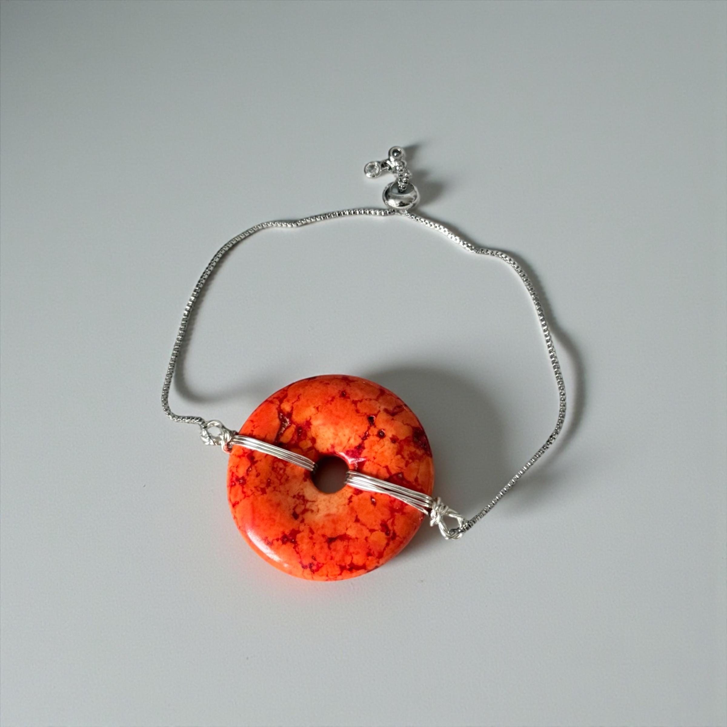 Fiery Solstice Donut Gem Bolo Bracelet