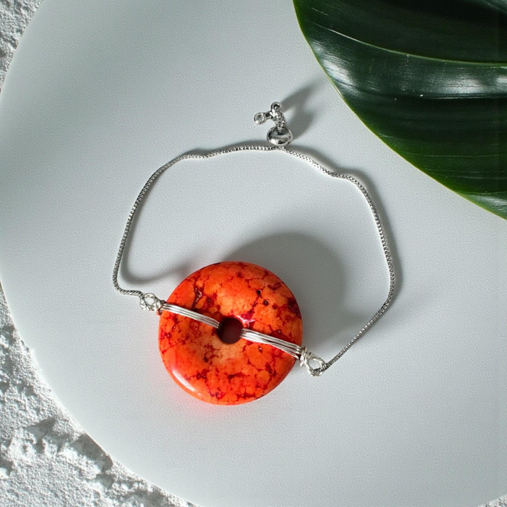 Fiery Solstice Donut Gem Bolo Bracelet