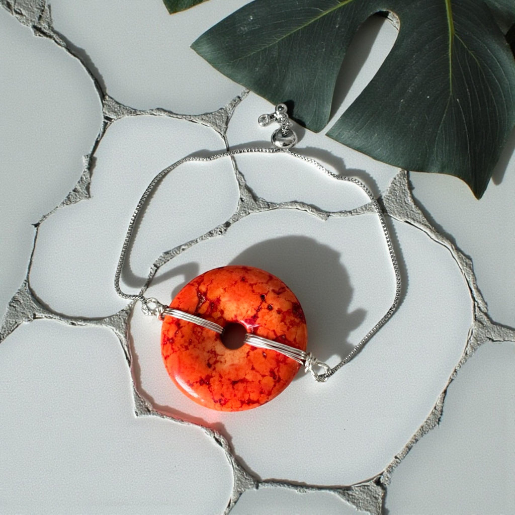 Fiery Solstice Donut Gem Bolo Bracelet