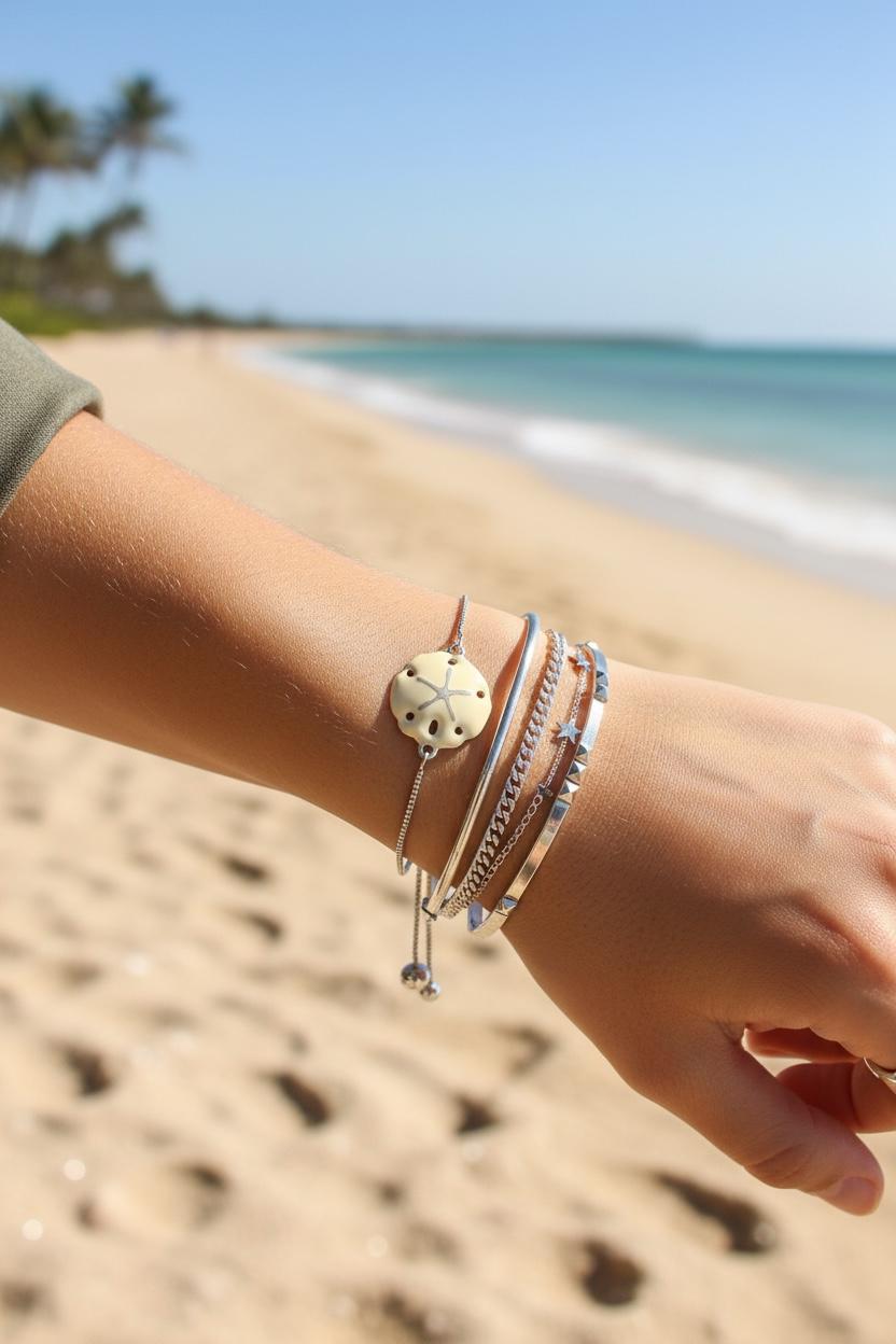Coastal Keepsake Sand Dollar Bolo Bracelet