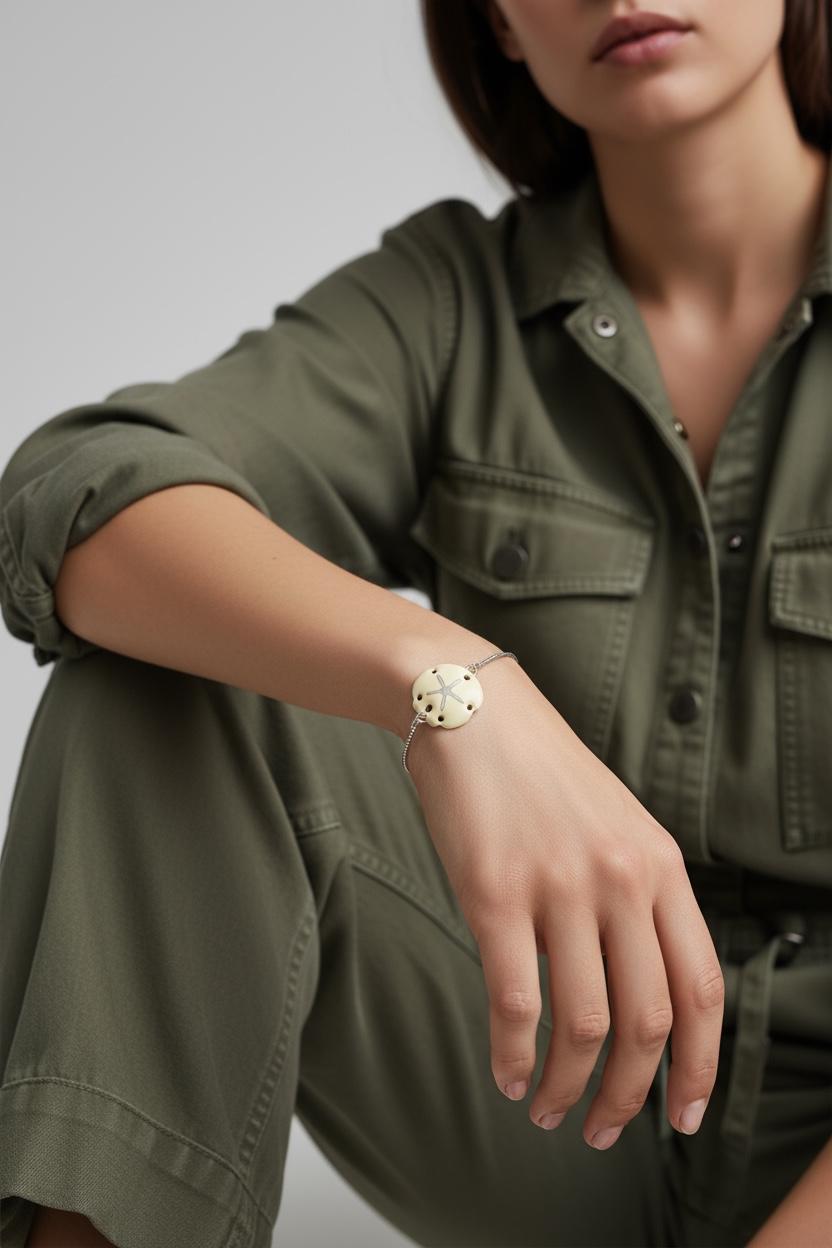 Coastal Keepsake Sand Dollar Bolo Bracelet