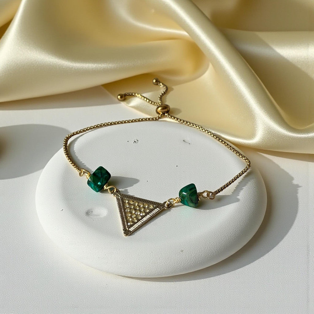 Emerald Equinox Triangle Bolo Bracelet