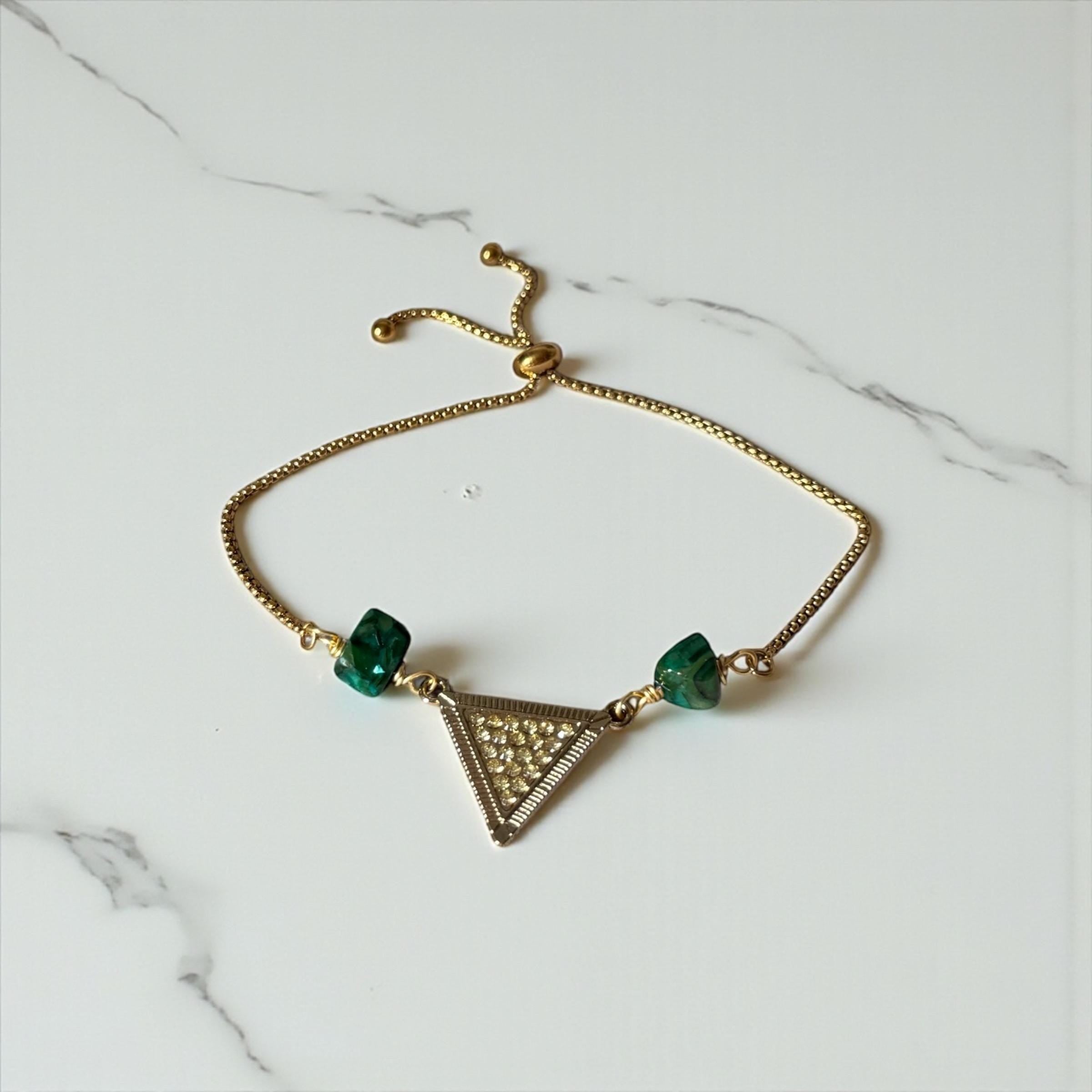 Emerald Equinox Triangle Bolo Bracelet