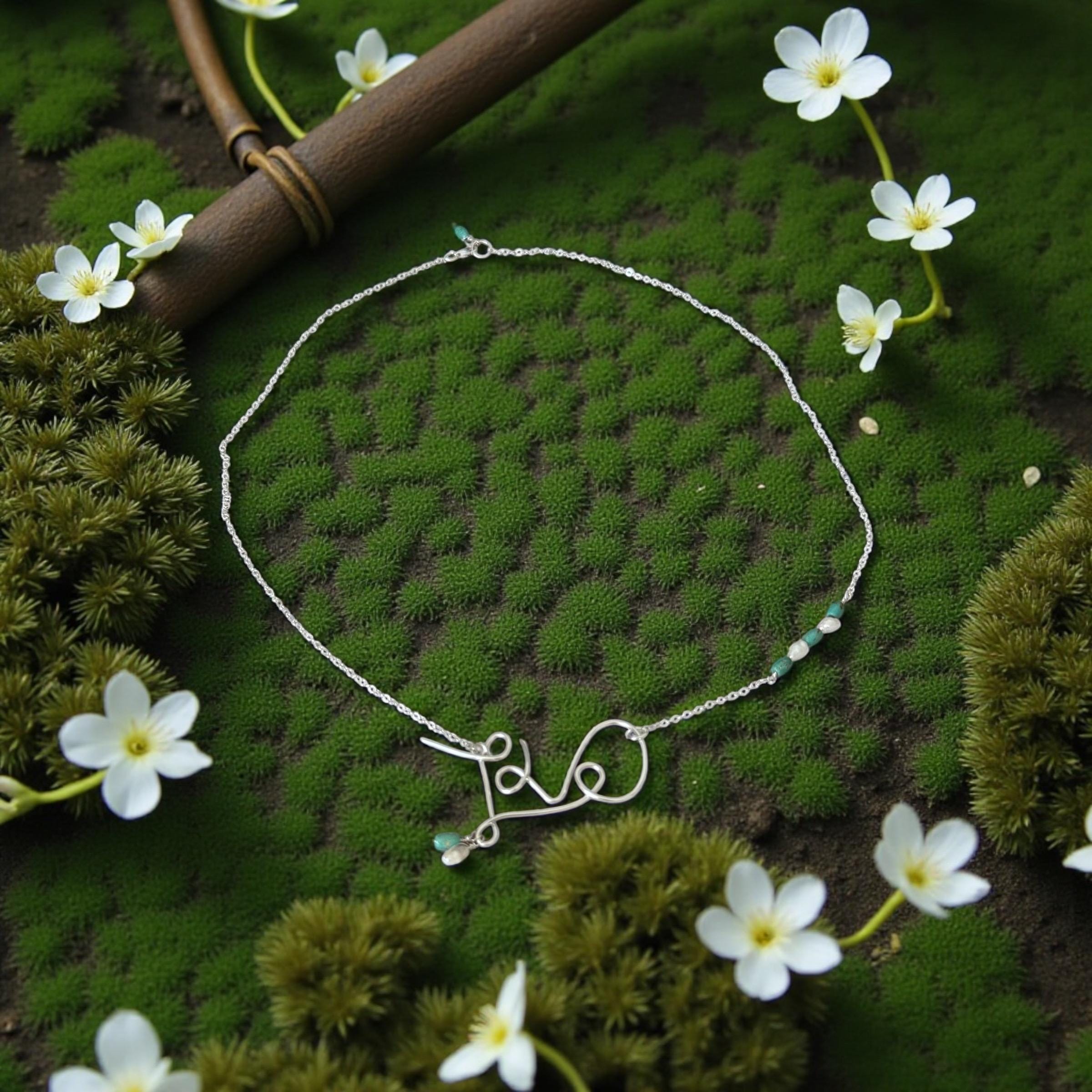 Love Sterling Silver Wire-Art Necklace