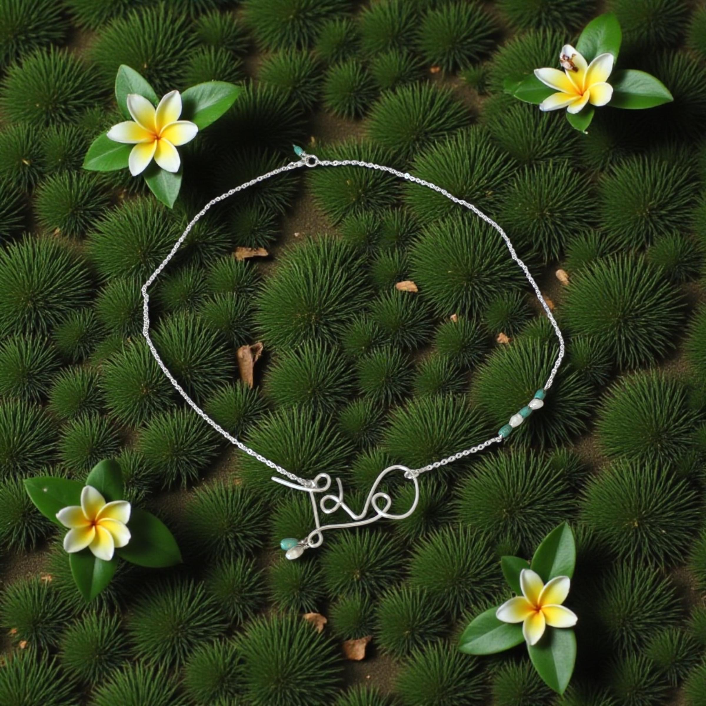 Love Sterling Silver Wire-Art Necklace