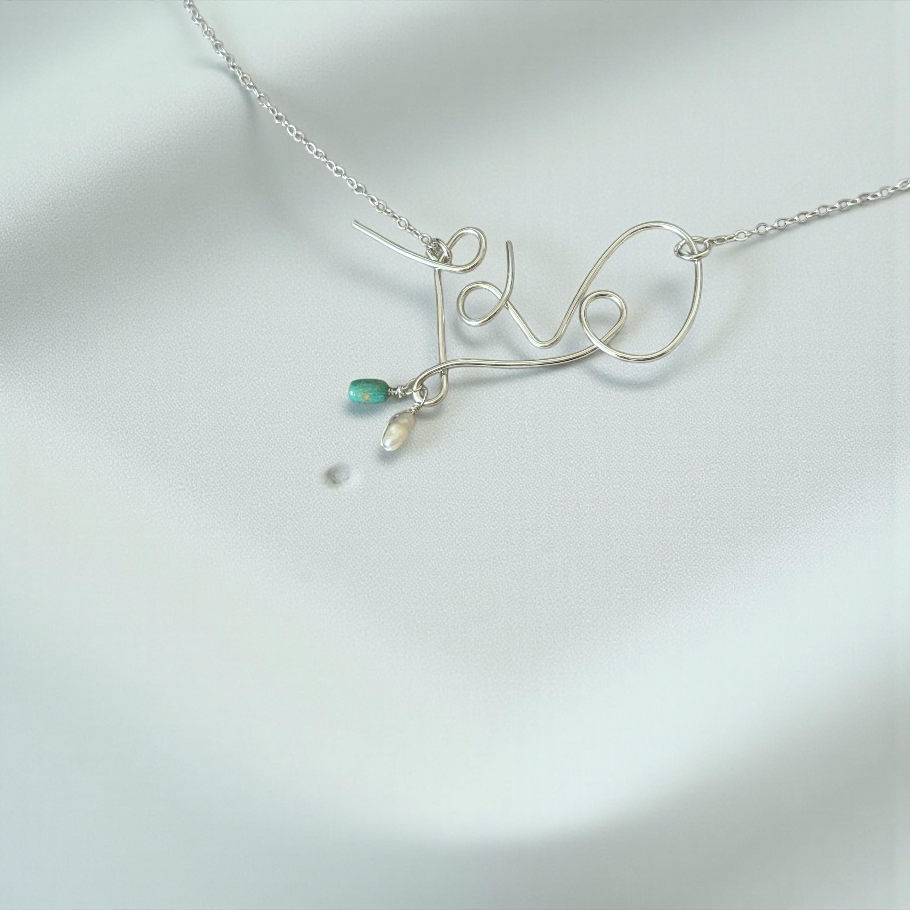 Love Sterling Silver Wire-Art Necklace