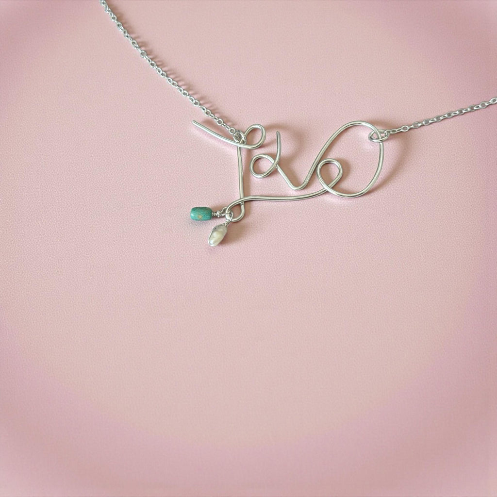 Love Sterling Silver Wire-Art Necklace