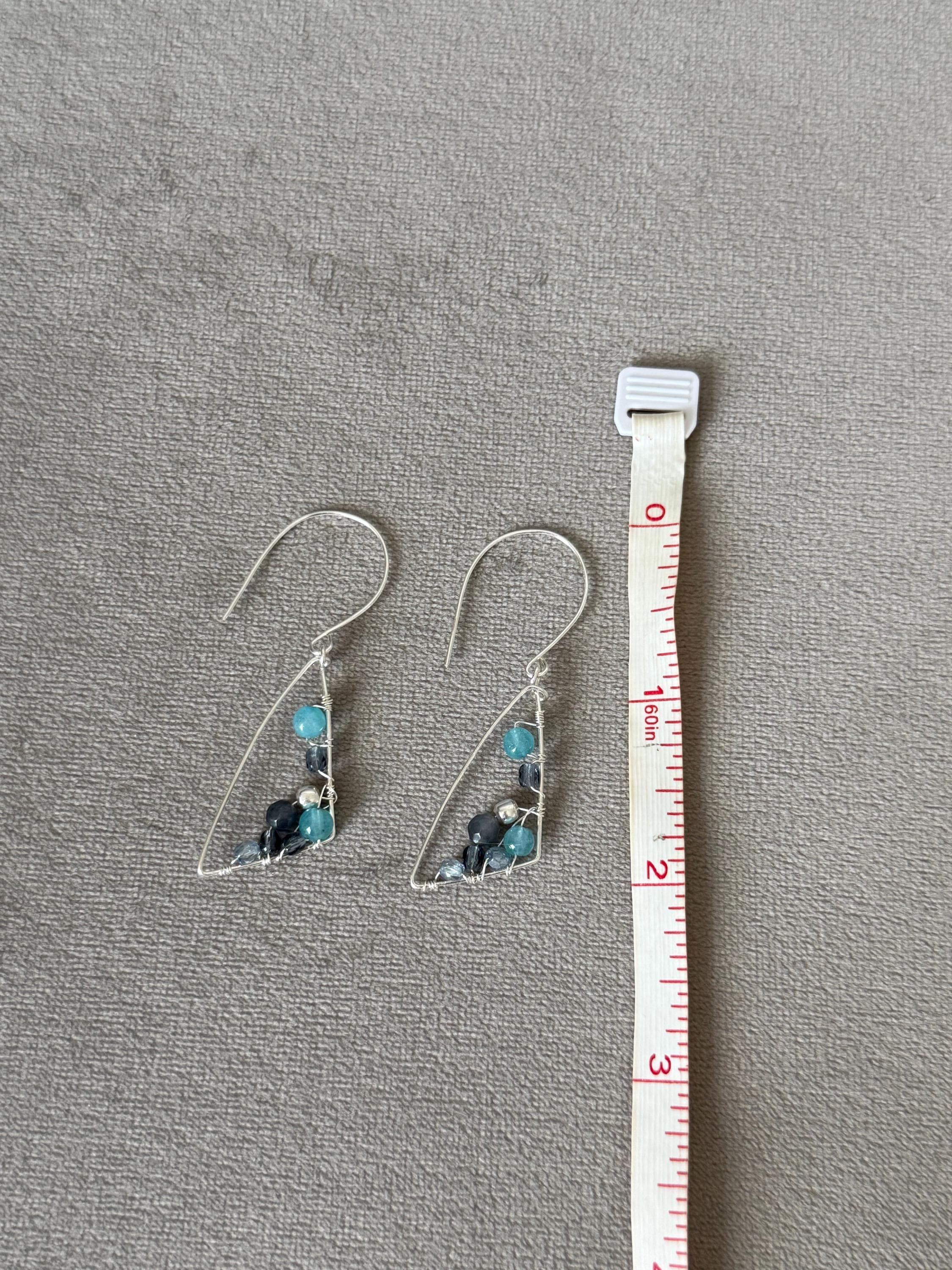 Midnight Tidal Crescents Wire-Wrapped Gemstone Earrings