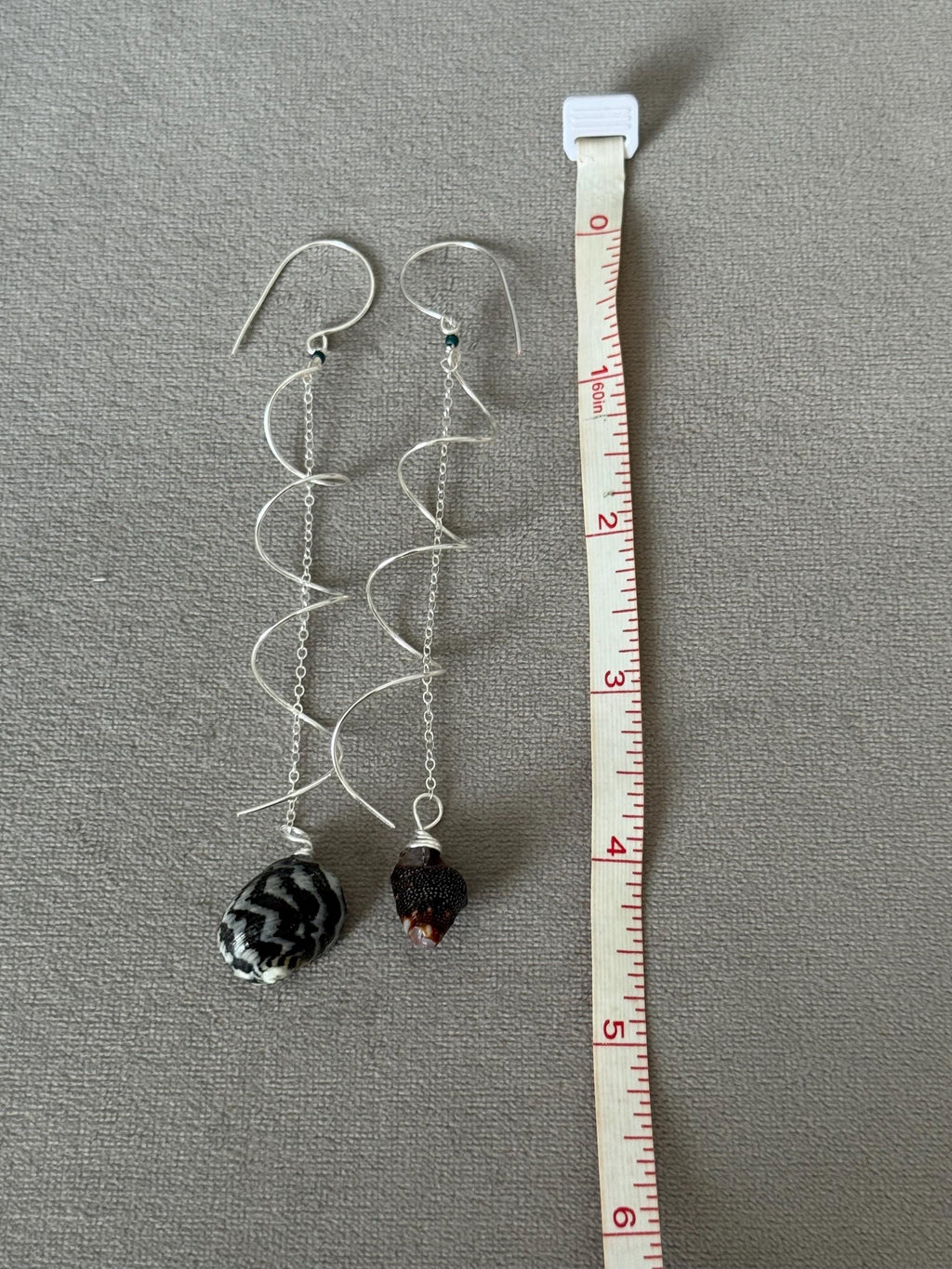 Monochrome Spiral Sterling Silver Hawaiian Shell Earrings