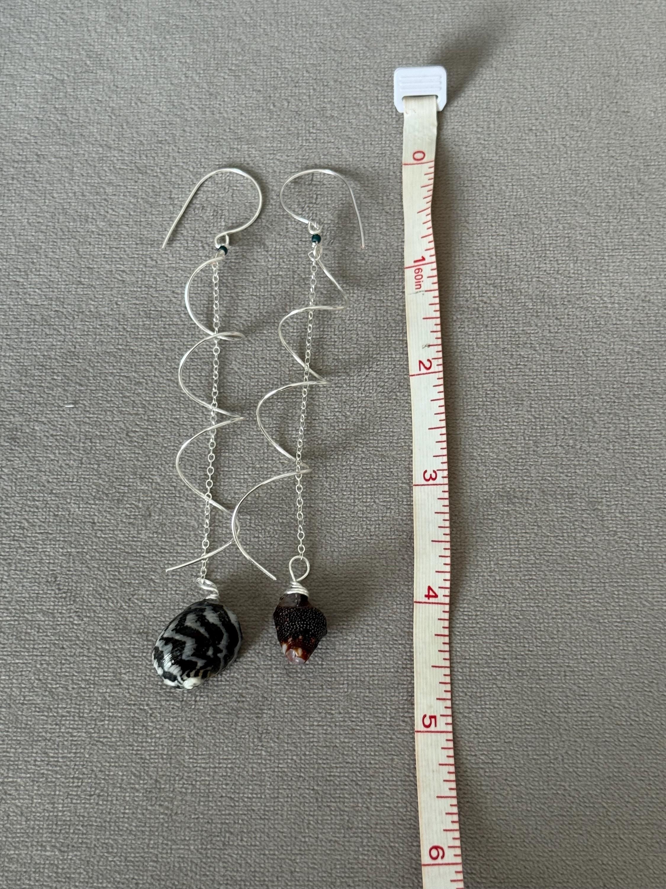 Monochrome Spiral Sterling Silver Hawaiian Shell Earrings