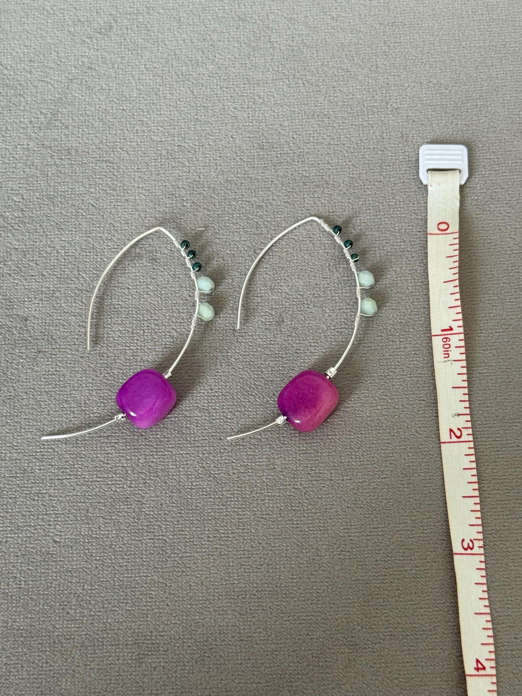 Violet Palm Arc Hoops Sterling Silver Earrings