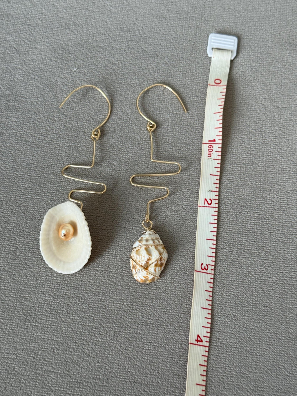 Sculpted Golden Currents Hawaiian Shell Earrings
