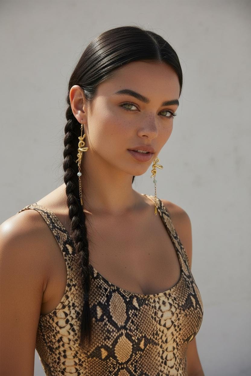 Golden Serpent Eclipse Drop Earrings