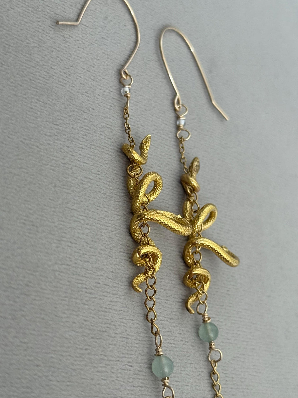 Golden Serpent Eclipse Drop Earrings