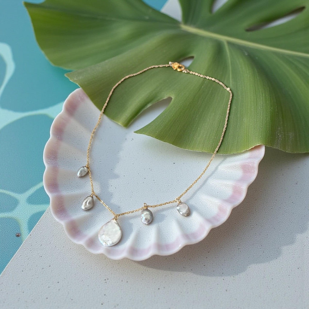 Lunar Tides Baroque Pearl Drop Necklace