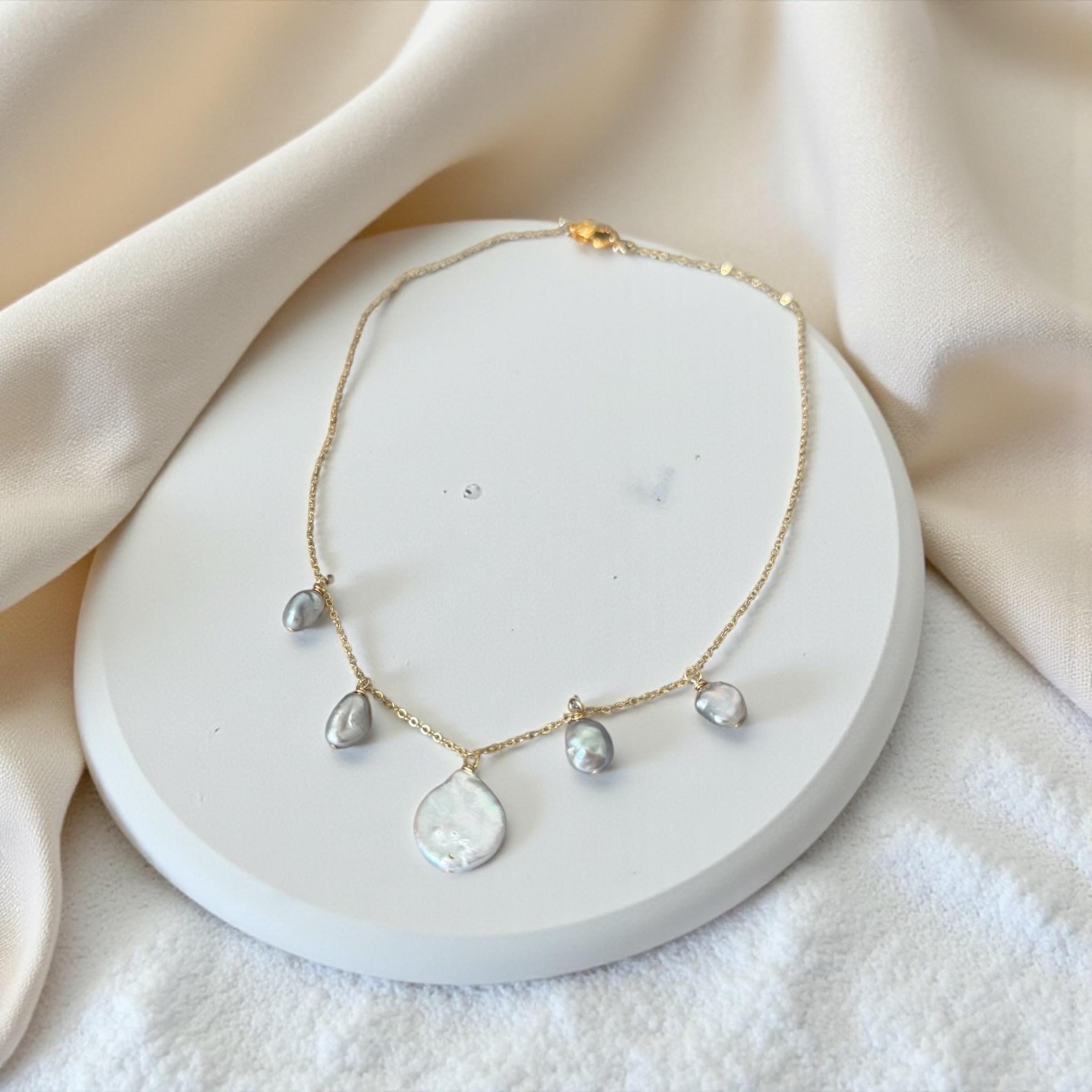 Lunar Tides Baroque Pearl Drop Necklace