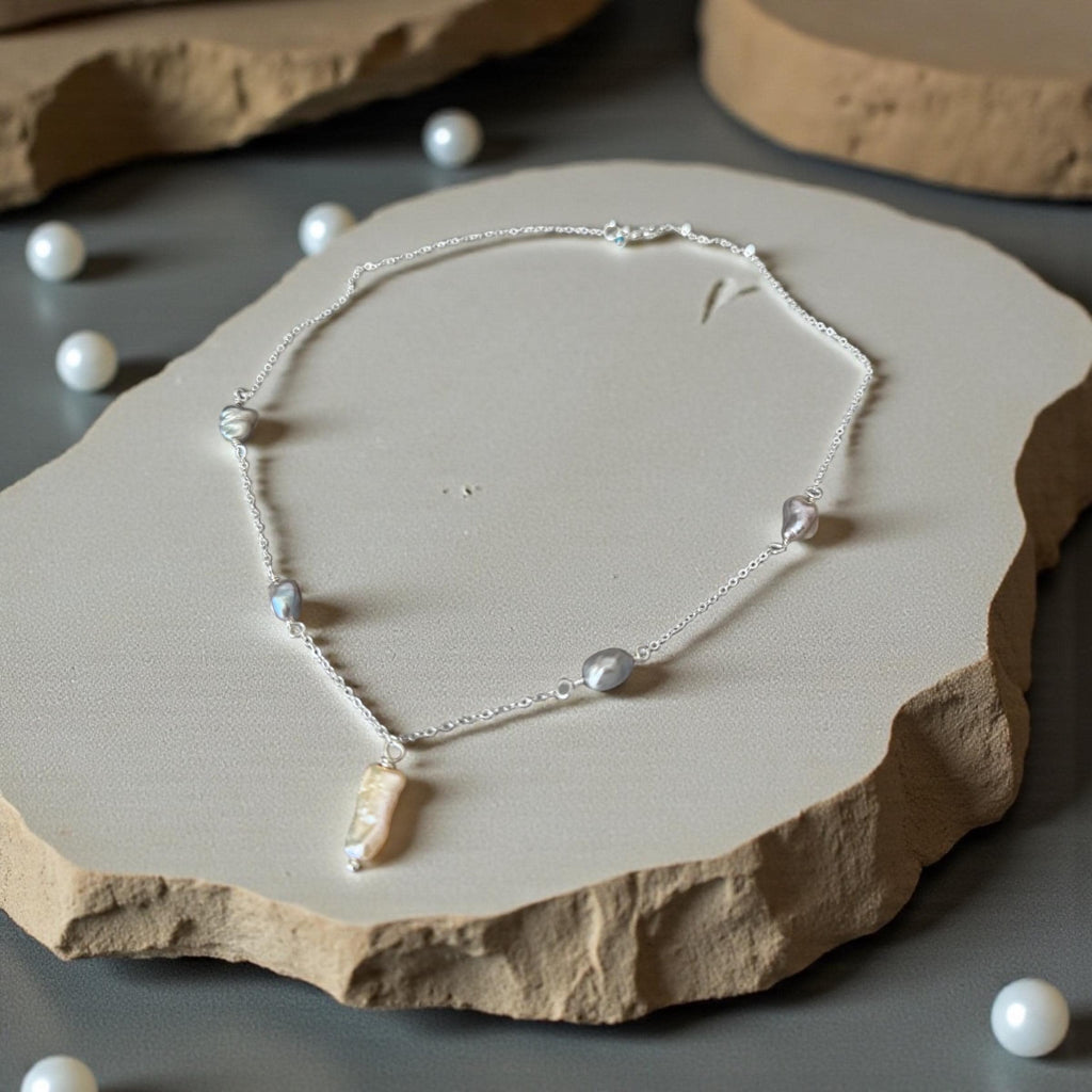 Silver Tide Baroque Pearl Necklace