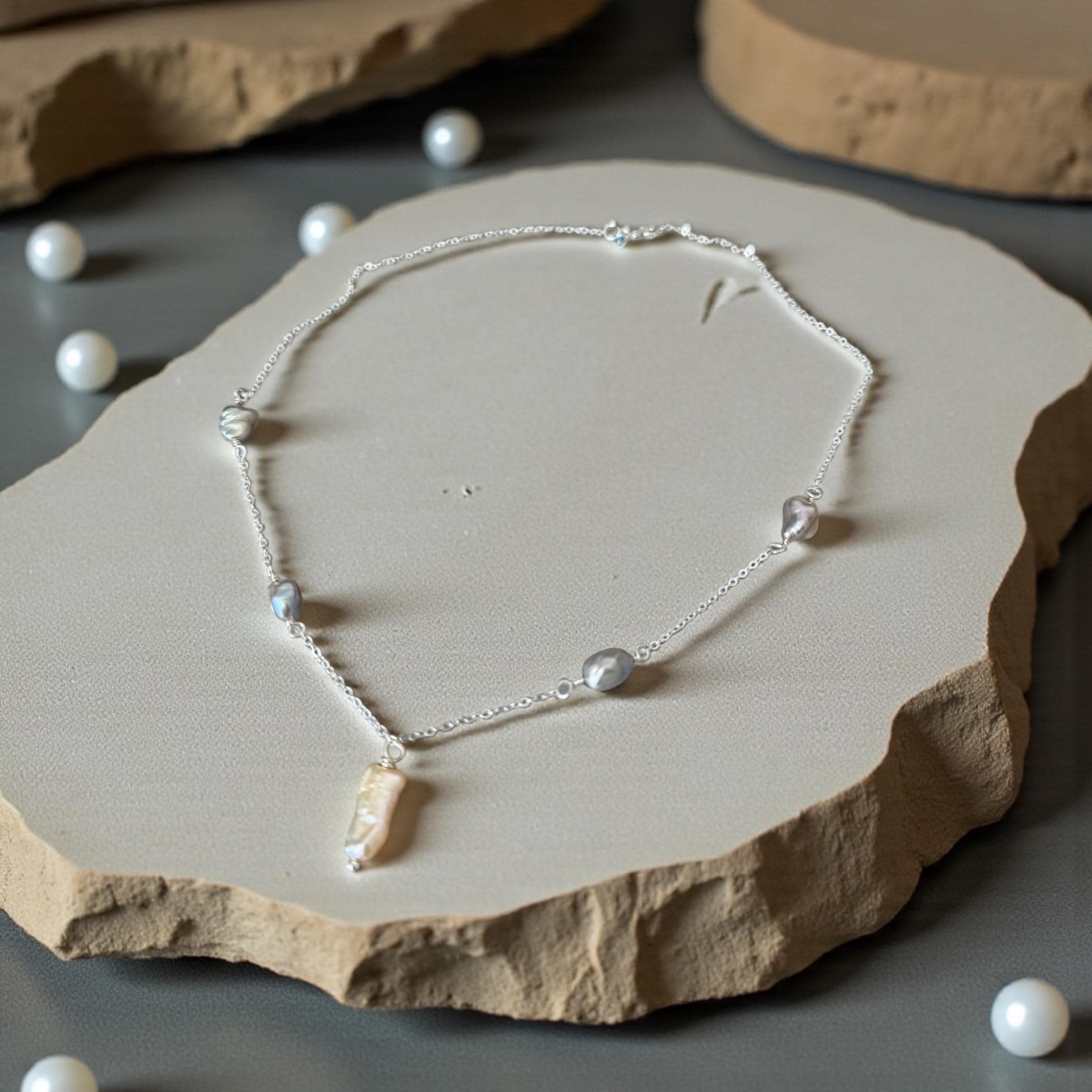 Silver Tide Baroque Pearl Necklace