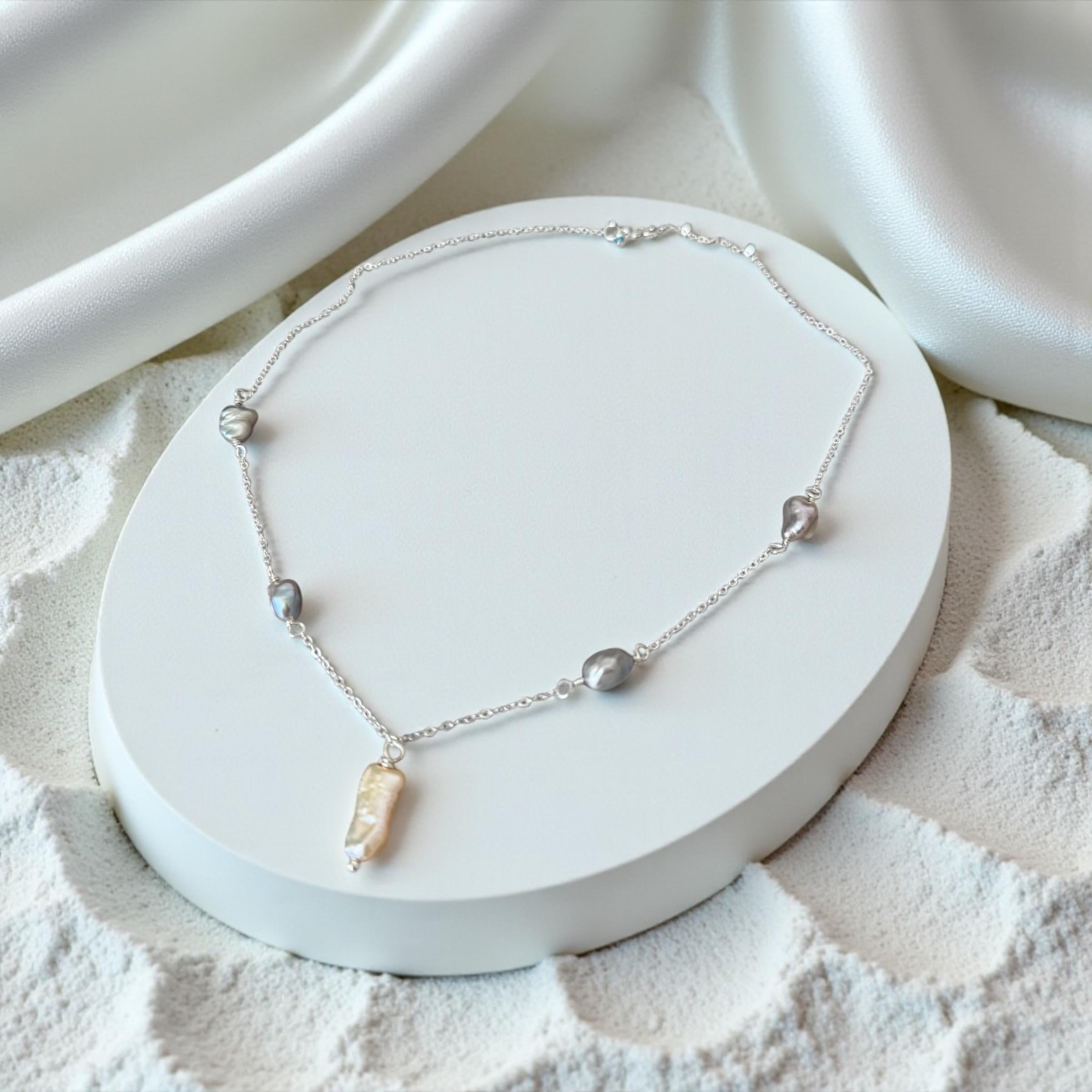 Silver Tide Baroque Pearl Necklace