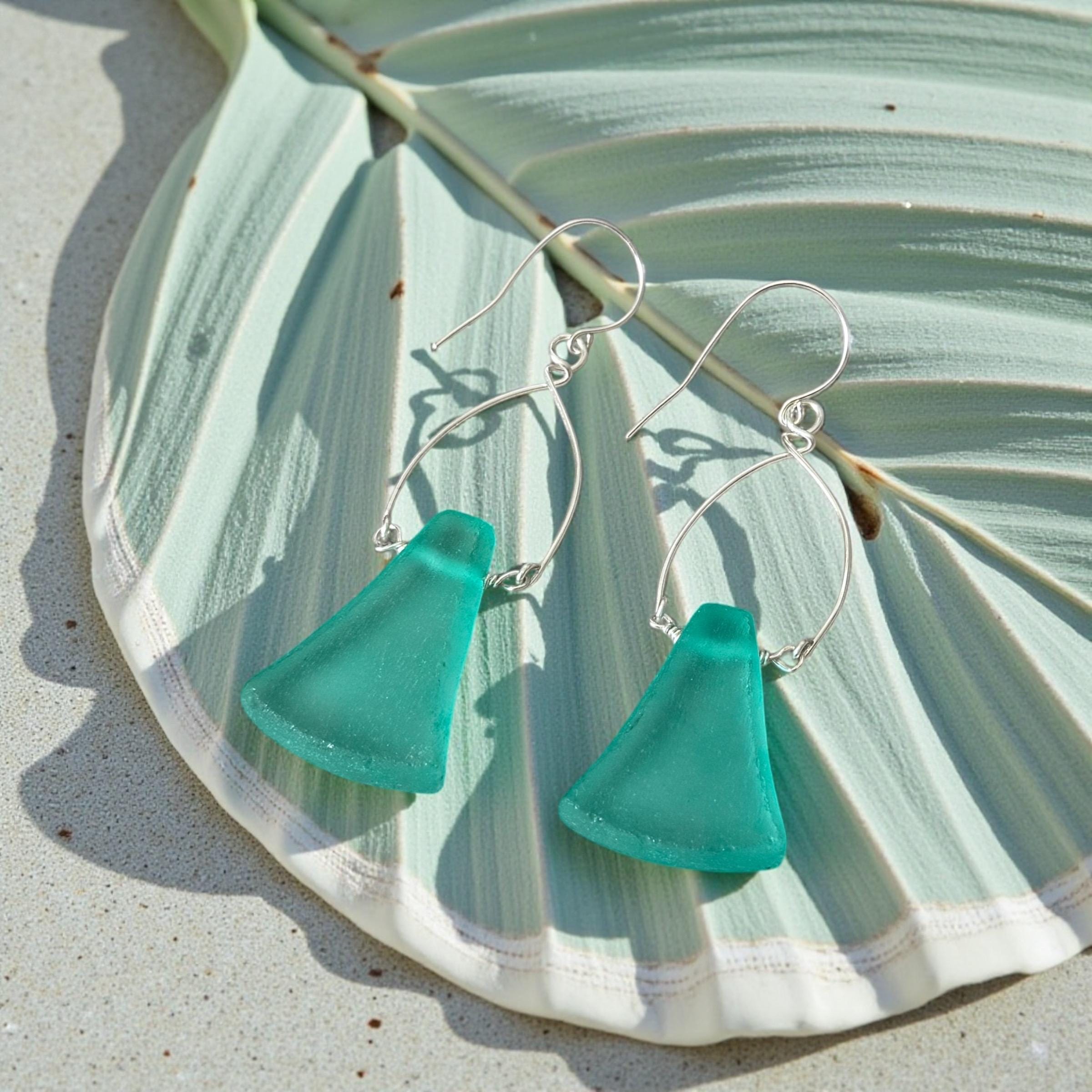 Tidal Crest Sea Glass Earrings