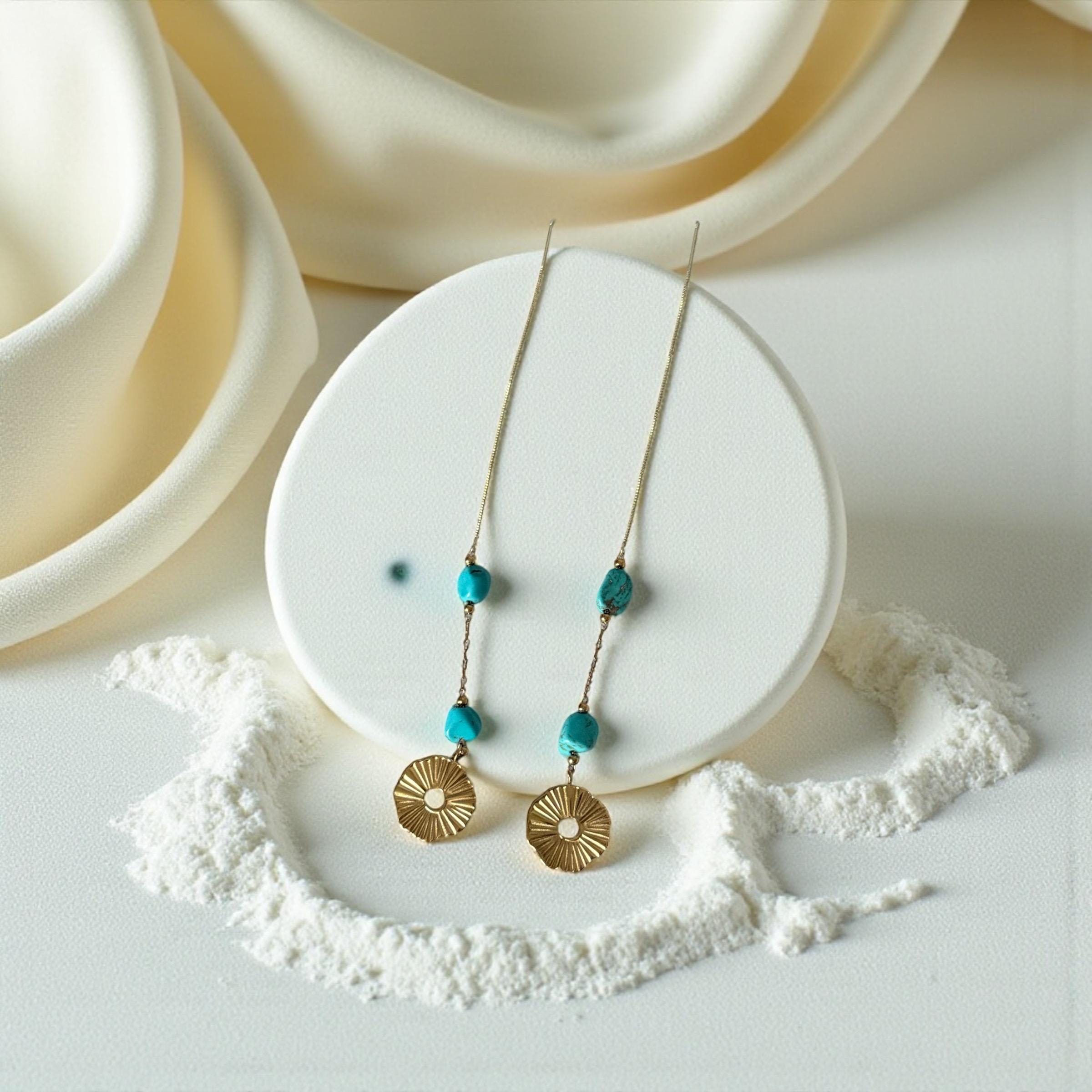 Turquoise Sunflare Threader Earrings
