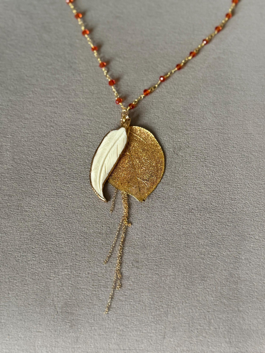 Golden Solstice Leaf Pendant