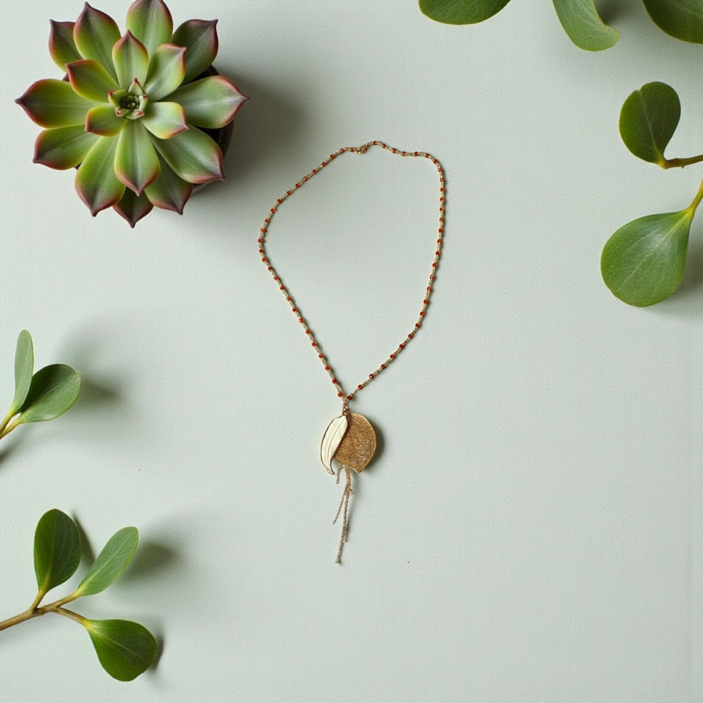 Golden Solstice Leaf Pendant