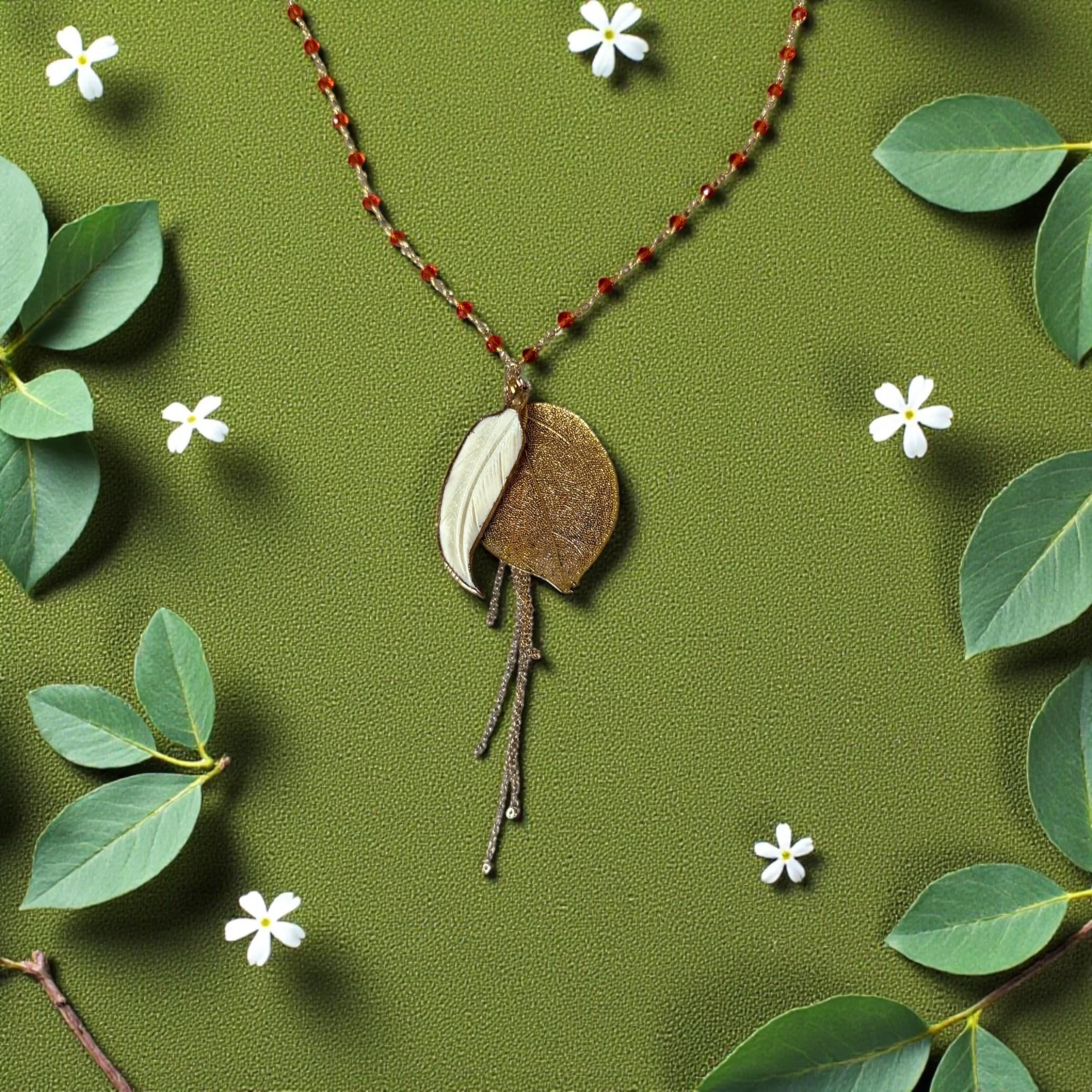 Golden Solstice Leaf Pendant