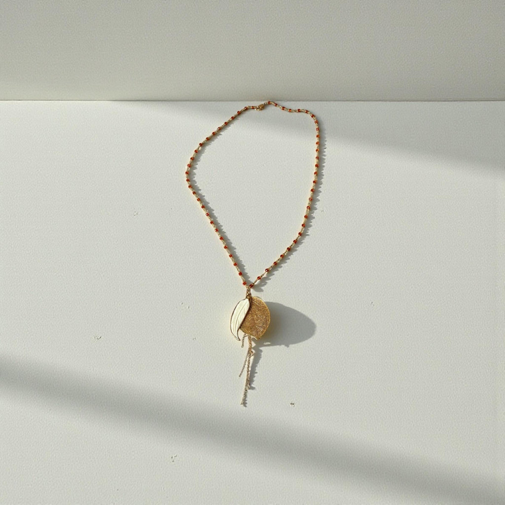 Golden Solstice Leaf Pendant