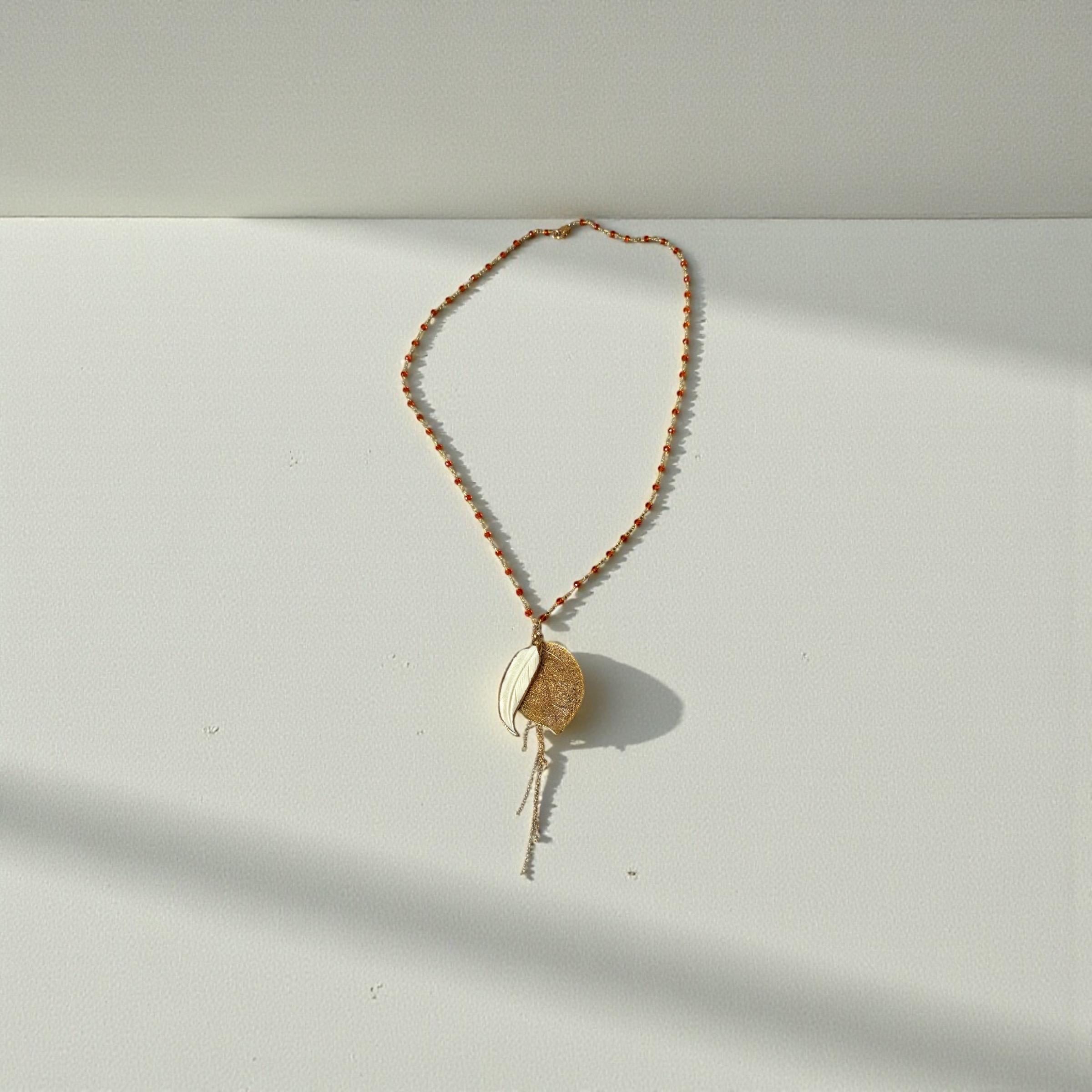 Golden Solstice Leaf Pendant