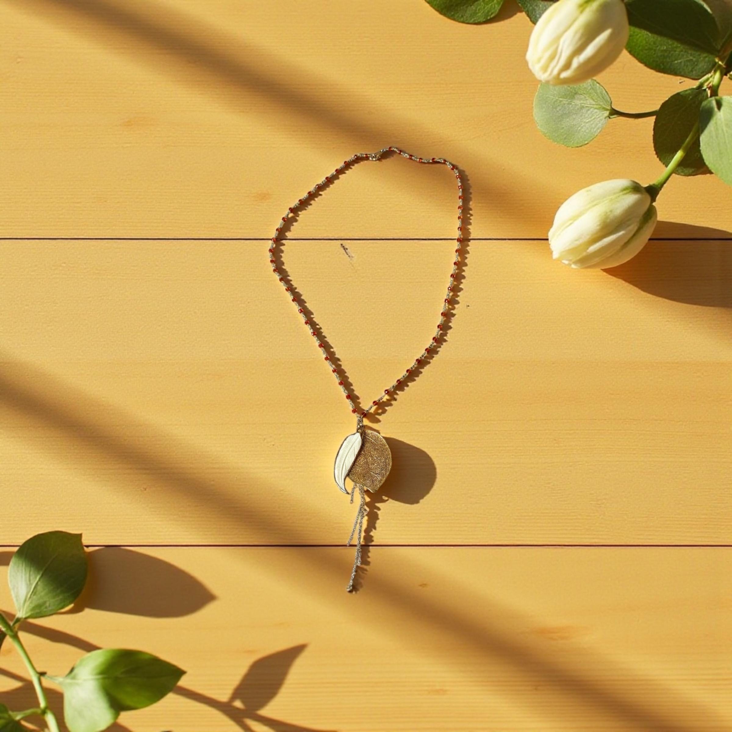 Golden Solstice Leaf Pendant